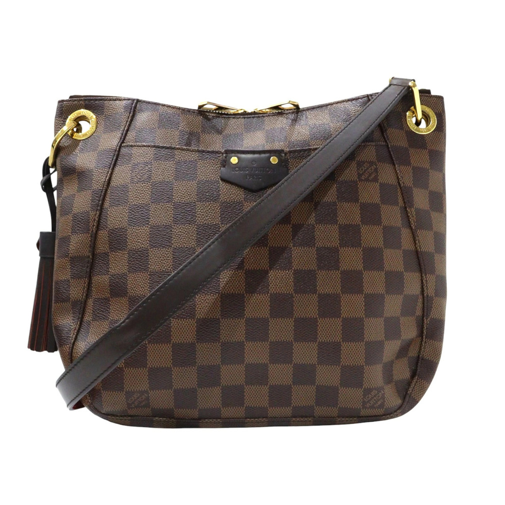 LOUIS VUITTON South Bank Shoulder Bag Messenger Damier Ebene Brown Double LV